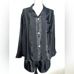 Free People Intimately Pajama Party Sleep Set Black Striped Women's Small